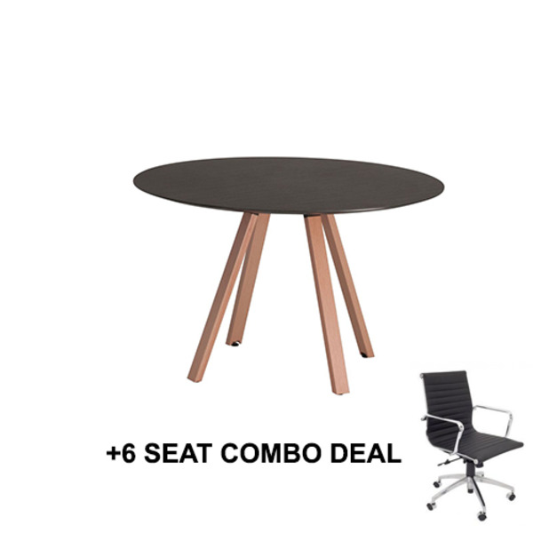 First Office Idea Round Meeting Table 1200 + 6 Chair Combo First Office Idea Round Meeting Table 1200 + 6 Chair Combo