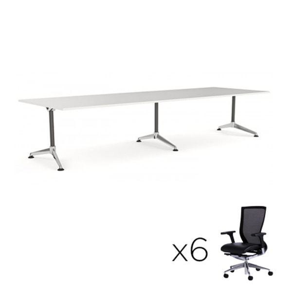 Modulus Meeting Table 2400 X 1200 + 6 Chairs Combo Modulus Meeting Table 2400 X 1200 + 6 Chairs Combo