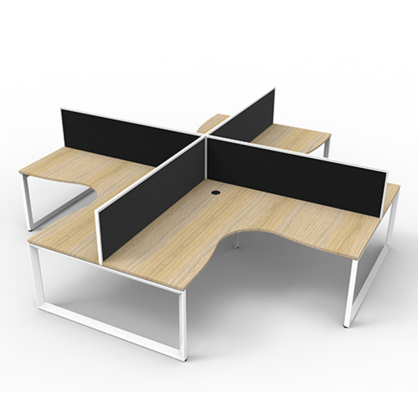 Deluxe Loop Legs 4 Person Workstation Pod with Screens