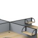 Deluxe Loop Legs 4 Person Workstation Pod with Screens
