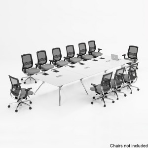 white boardroom table and chairs