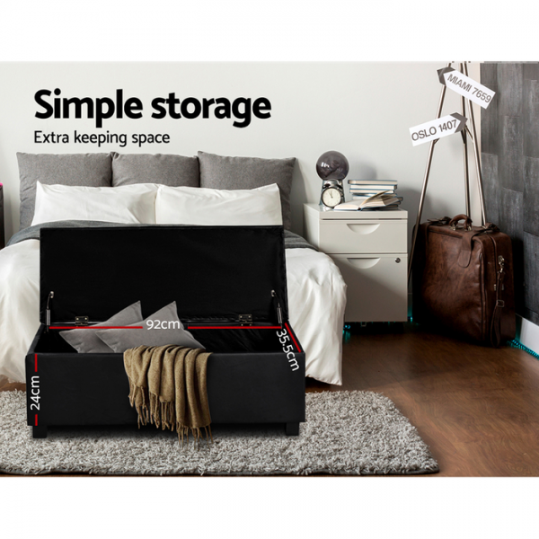 Artiss PU Leather Storage Ottoman - Black Artiss PU Leather Storage Ottoman - Black