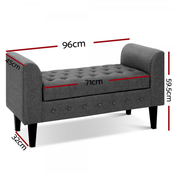 Artiss Fabric Storage Ottoman - Grey Artiss Fabric Storage Ottoman - Grey