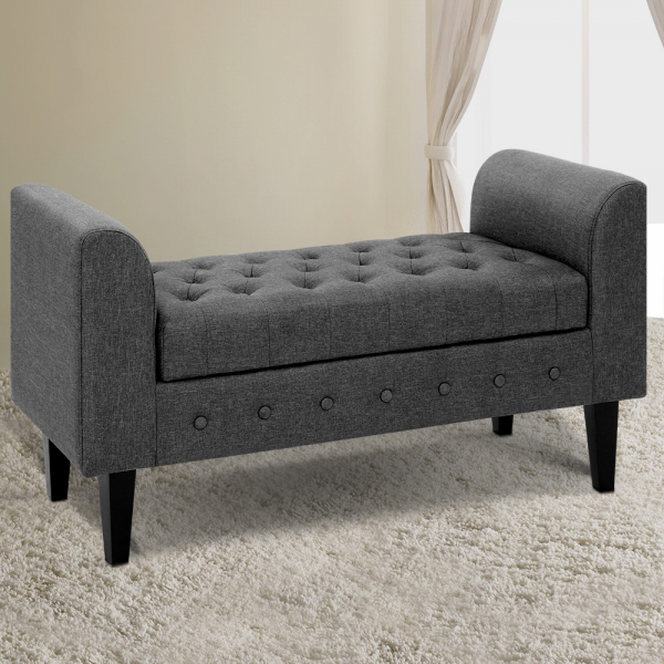 Artiss Fabric Storage Ottoman - Grey Artiss Fabric Storage Ottoman - Grey