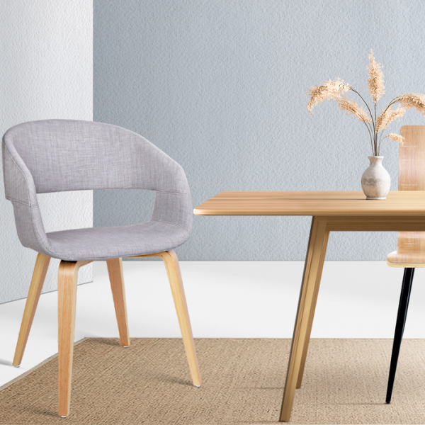 Set of 2 Unique Dining Chairs - Light Grey