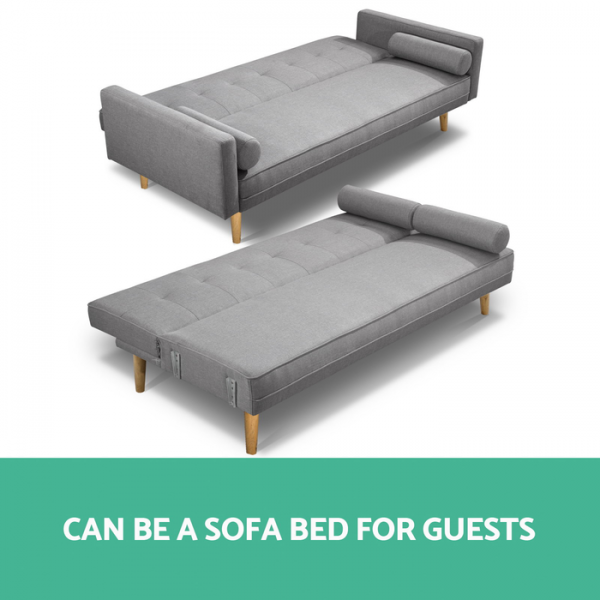 3 Seater Sofa Bed Folding Couch Lounge Faux Linen Fabric 3 Seater Sofa Bed Folding Couch Lounge Faux Linen Fabric