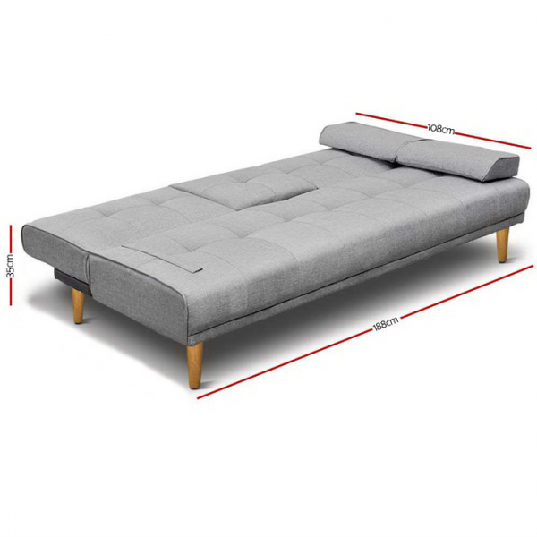 3 Seater Linen Fabric Sofa Bed with 2 Cup Holder 3 Seater Linen Fabric Sofa Bed with 2 Cup Holder