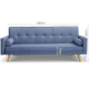 3 Seater Sofa Bed Lounge Folding Couch Faux Linen Blue Fabric 3 Seater Sofa Bed Lounge Folding Couch Faux Linen Blue Fabric