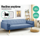 3 Seater Sofa Bed Lounge Folding Couch Faux Linen Blue Fabric 3 Seater Sofa Bed Lounge Folding Couch Faux Linen Blue Fabric