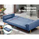 3 Seater Sofa Bed Lounge Folding Couch Faux Linen Blue Fabric 3 Seater Sofa Bed Lounge Folding Couch Faux Linen Blue Fabric