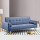 3 Seater Sofa Bed Lounge Folding Couch Faux Linen Blue Fabric 3 Seater Sofa Bed Lounge Folding Couch Faux Linen Blue Fabric