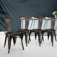Set of 4 Replica Tolix Metal Dining Visitor Cafe Chairs - Gunmetal