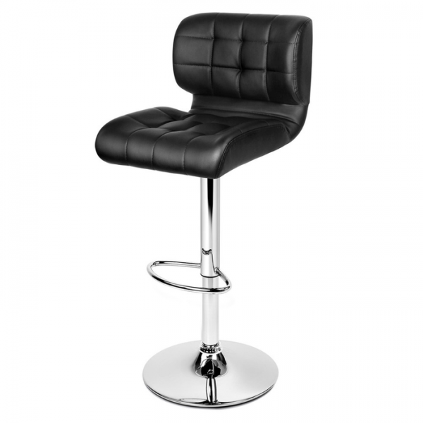 PU Leather Chrome Bar Stools Set of 2 in Black