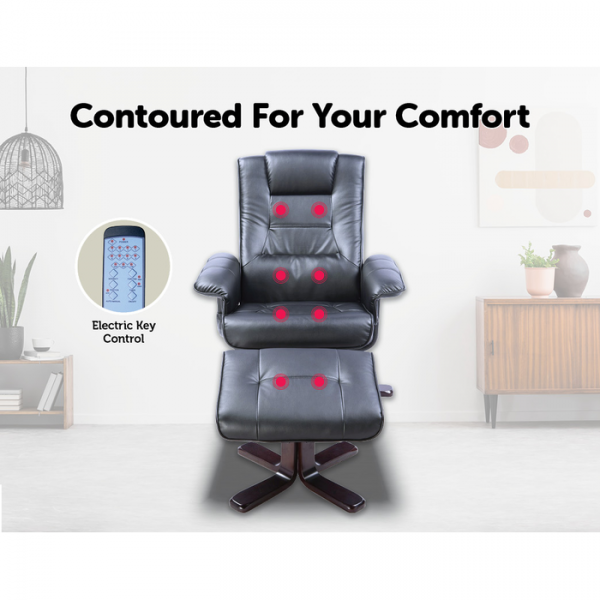 Massage Chair Recliner Ottoman Lounge with Footrest - Black Massage Chair Recliner Ottoman Lounge with Footrest - Black