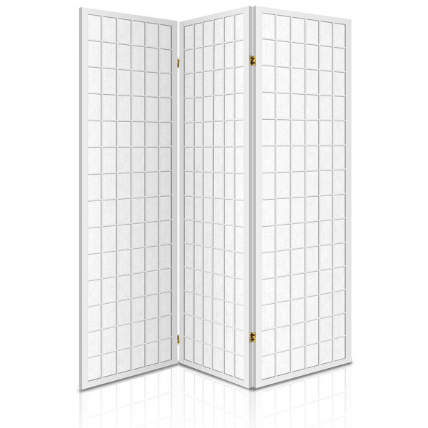 3 Panel Wooden Office Room Home Divider Partition Screen - White 3 Panel Wooden Office Room Home Divider Partition Screen - White