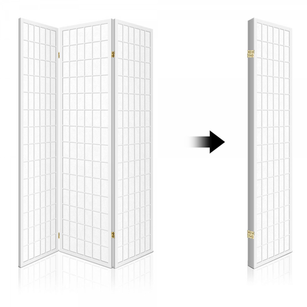 3 Panel Wooden Office Room Home Divider Partition Screen - White 3 Panel Wooden Office Room Home Divider Partition Screen - White