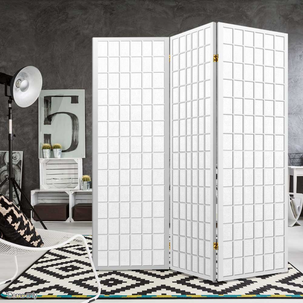 3 Panel Wooden Office Room Home Divider Partition Screen - White 3 Panel Wooden Office Room Home Divider Partition Screen - White