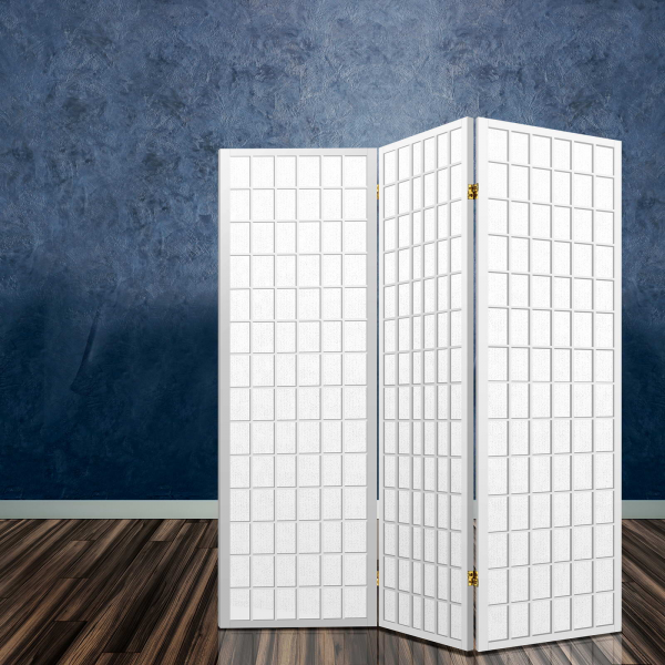 3 Panel Wooden Office Room Home Divider Partition Screen - White 3 Panel Wooden Office Room Home Divider Partition Screen - White