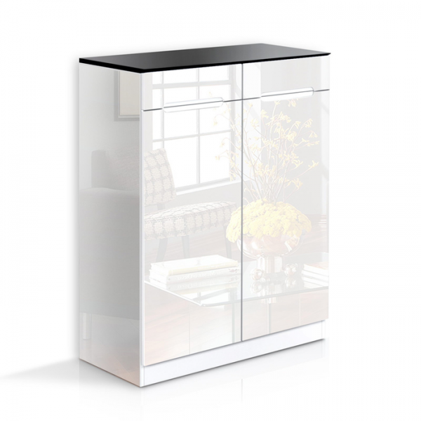 High Gloss Shoe Cabinet Rack Black And White