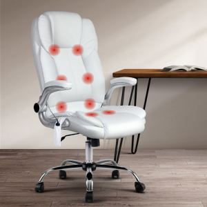 white office chair faux leather