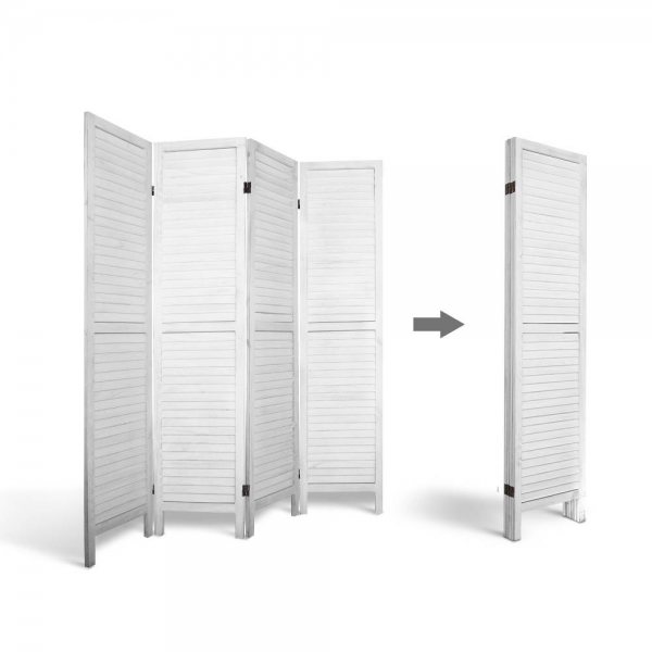 Artiss Room Divider Privacy Screen Foldable Partition 4 Panel Stand - White Artiss Room Divider Privacy Screen Foldable Partition 4 Panel Stand - White