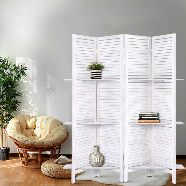 Artiss Foldable Partition Room Divider Privacy Screen 4 Panel Stand - White Artiss Foldable Partition Room Divider Privacy Screen 4 Panel Stand - White