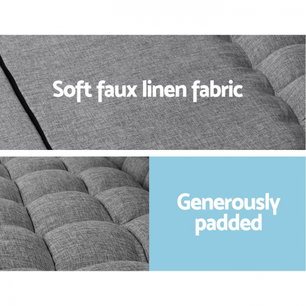 Artiss Lounge Two Seater Sofa Bed Floor Folding Fabric Grey Artiss Lounge Two Seater Sofa Bed Floor Folding Fabric Grey