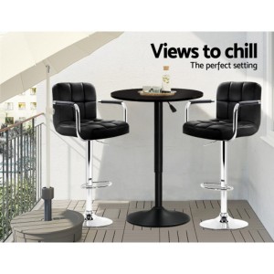 Artiss Height Adjustable Gas Lift Wood Metal Office Cafe Bar Table - Black Artiss Height Adjustable Gas Lift Wood Metal Office Cafe Bar Table - Black