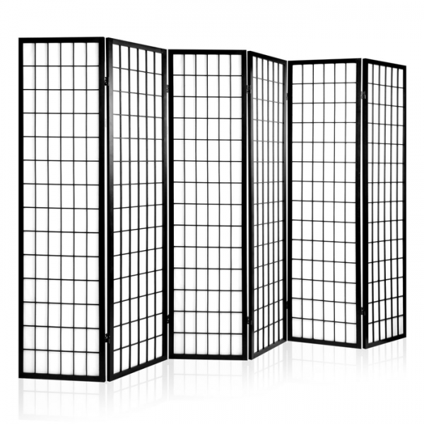 Artiss 6 Panel Room Divider Privacy Screen Foldable Pine Wood Stand Black Artiss 6 Panel Room Divider Privacy Screen Foldable Pine Wood Stand Black