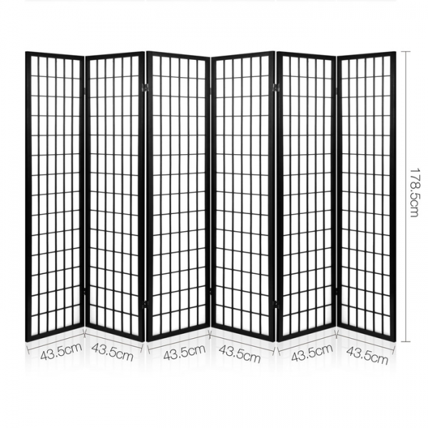 Artiss 6 Panel Room Divider Privacy Screen Foldable Pine Wood Stand Black Artiss 6 Panel Room Divider Privacy Screen Foldable Pine Wood Stand Black