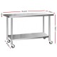 Cefito 304 Stainless Steel Bench Food Prep Table with Wheels Cefito 304 Stainless Steel Bench Food Prep Table with Wheels