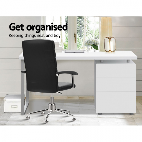 Hindmarsh 3 Drawer Office Study Desk - White