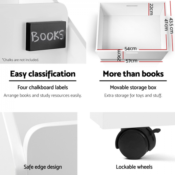 Keezi Kids Bookcase Childrens Bookshelf Organiser Storage Shelf Wooden White Keezi Kids Bookcase Childrens Bookshelf Organiser Storage Shelf Wooden White