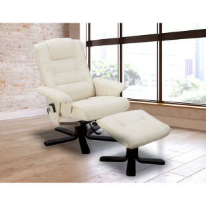 cream chair with ottoman