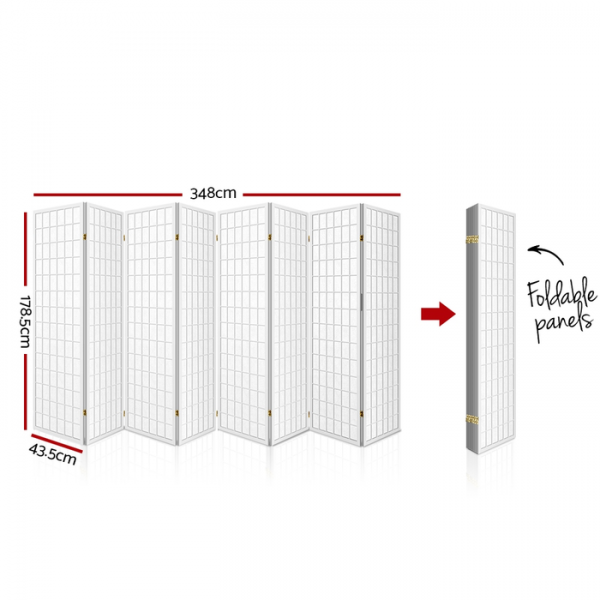 Artiss 8 Panel Room Divider Privacy Screen Dividers Stand Oriental Vintage White Artiss 8 Panel Room Divider Privacy Screen Dividers Stand Oriental Vintage White