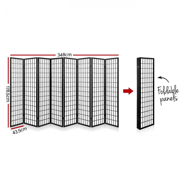 Artiss 8 Panel Room Divider Privacy Screen Dividers Stand Oriental Vintage Black Artiss 8 Panel Room Divider Privacy Screen Dividers Stand Oriental Vintage Black