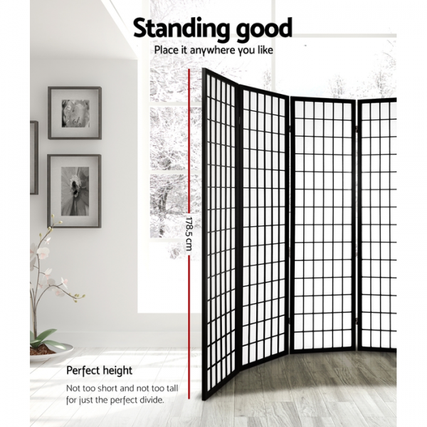 Artiss 8 Panel Room Divider Privacy Screen Dividers Stand Oriental Vintage Black Artiss 8 Panel Room Divider Privacy Screen Dividers Stand Oriental Vintage Black