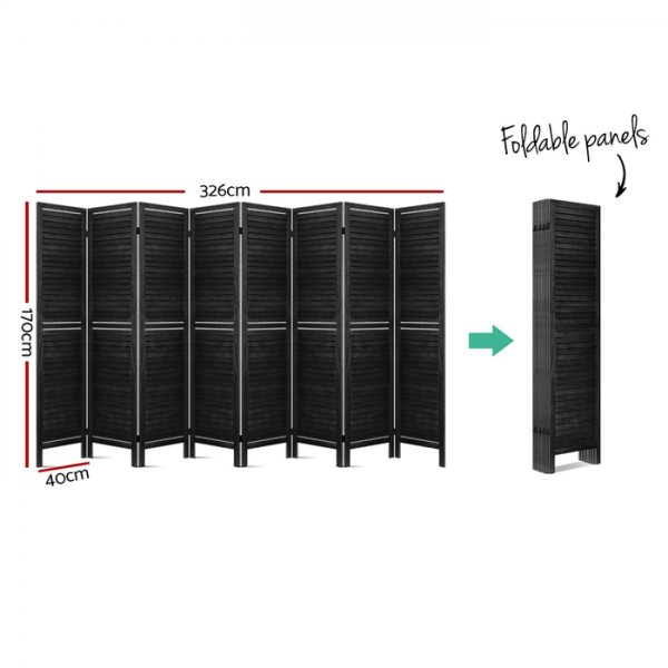Artiss 8 Panel Room Divider Screen Privacy Wood Dividers Timber Stand Black Artiss 8 Panel Room Divider Screen Privacy Wood Dividers Timber Stand Black