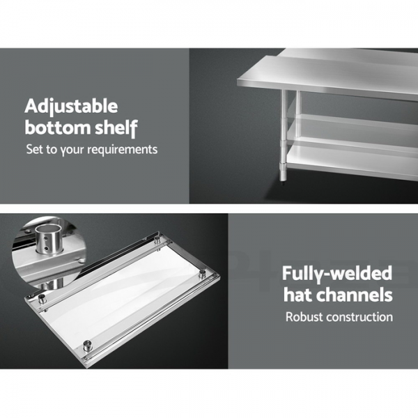 Cefito 1219 x 762mm Commercial Stainless Steel Bench with Castor Wheels Cefito 1219 x 762mm Commercial Stainless Steel Bench with Castor Wheels