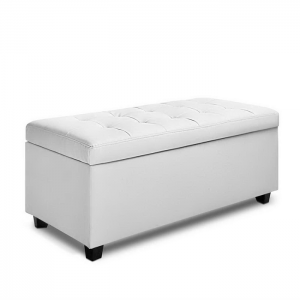 Artiss Large PU Leather Storage Ottoman - White Artiss Large PU Leather Storage Ottoman - White