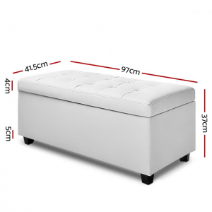 Artiss Large PU Leather Storage Ottoman - White Artiss Large PU Leather Storage Ottoman - White