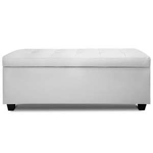 Artiss Large PU Leather Storage Ottoman - White Artiss Large PU Leather Storage Ottoman - White