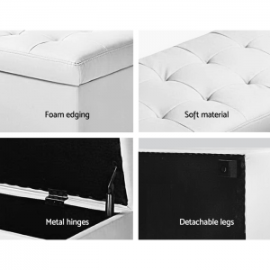 Artiss Large PU Leather Storage Ottoman - White Artiss Large PU Leather Storage Ottoman - White