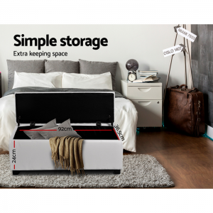 Artiss Large PU Leather Storage Ottoman - White Artiss Large PU Leather Storage Ottoman - White