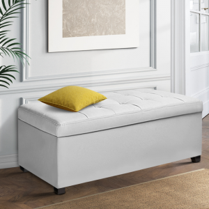 Artiss Large PU Leather Storage Ottoman - White Artiss Large PU Leather Storage Ottoman - White