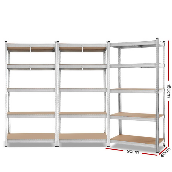 Giantz 1.8M Steel Racking Garage Storage Racks - 3 Giantz 1.8M Steel Racking Garage Storage Racks - 3