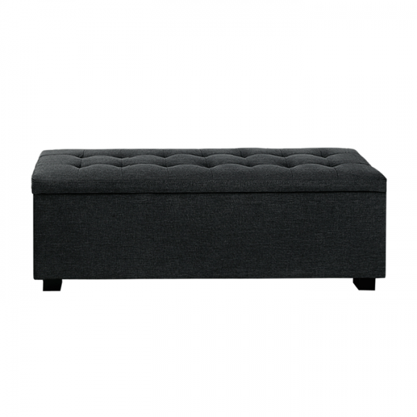 Toorak Storage Box Ottoman - Linen Charcoal Toorak Storage Box Ottoman - Linen Charcoal