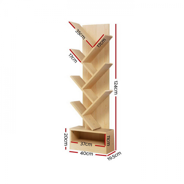 Artiss Display Shelf 7-Shelf Tree Bookshelf Book Storage Rack Bookcase Natural Artiss Display Shelf 7-Shelf Tree Bookshelf Book Storage Rack Bookcase Natural