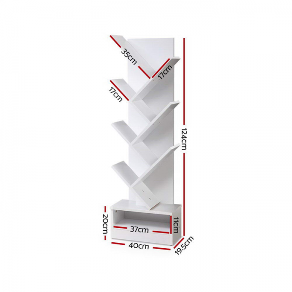 Artiss Display Shelf 7-Shelf Tree Bookshelf Book Storage Rack Bookcase White Artiss Display Shelf 7-Shelf Tree Bookshelf Book Storage Rack Bookcase White