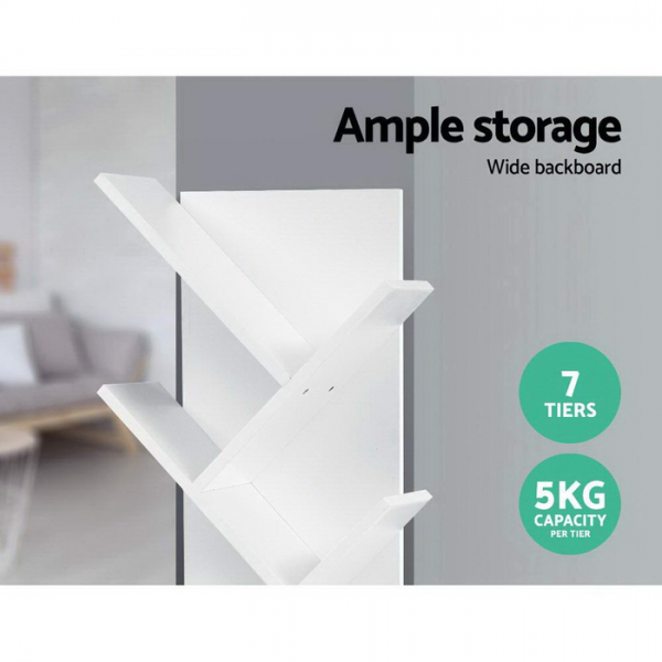 Artiss Display Shelf 7-Shelf Tree Bookshelf Book Storage Rack Bookcase White Artiss Display Shelf 7-Shelf Tree Bookshelf Book Storage Rack Bookcase White